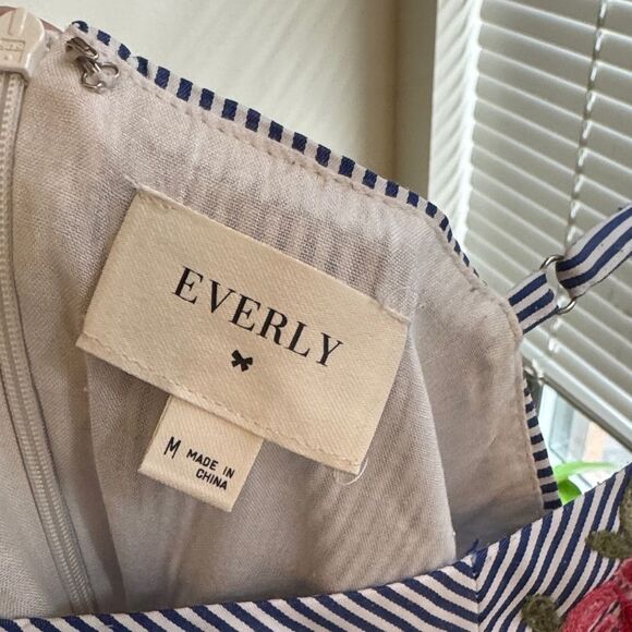 Striped Dress with Floral Embroidery - Picture 2 of 8